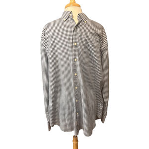 PETER MILLAR Casual Button Down Long Sleeve Shirt XL Blue Brown Gingham
